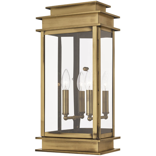 Livex Lighting Princeton Collection 2 Light AB Outdoor Wall Lantern in Antique Brass 2018-01