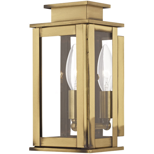 Livex Lighting Princeton Collection 1 Light AB Outdoor Wall Lantern in Antique Brass 20191-01