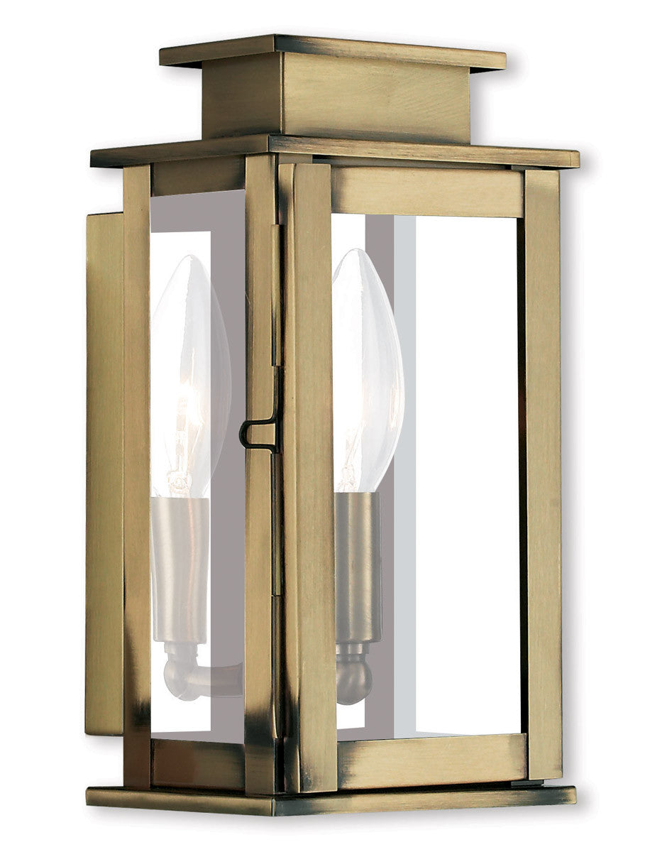 Livex Lighting Princeton Collection 1 Light AB Outdoor Wall Lantern in Antique Brass 20191-01