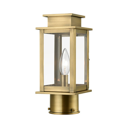 Livex Lighting Princeton Collection  1 Light Antique Brass Outdoor Mini Post Top Lantern in Antique Brass 20201-01