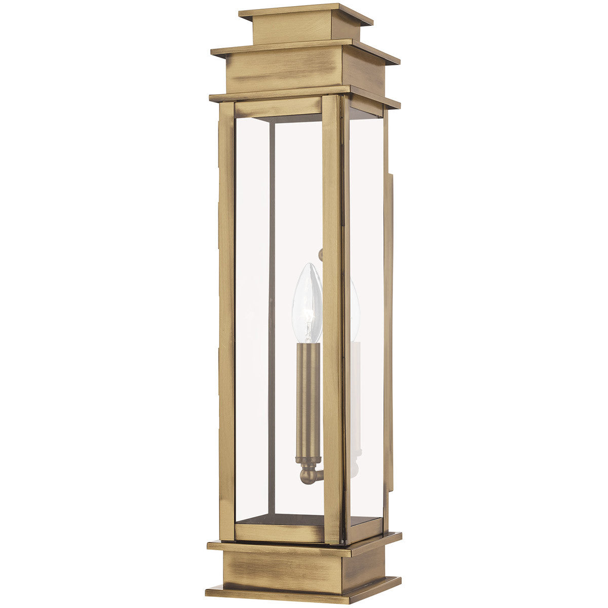 Livex Lighting Princeton Collection 1 Light AB Outdoor Wall Lantern in Antique Brass 20207-01