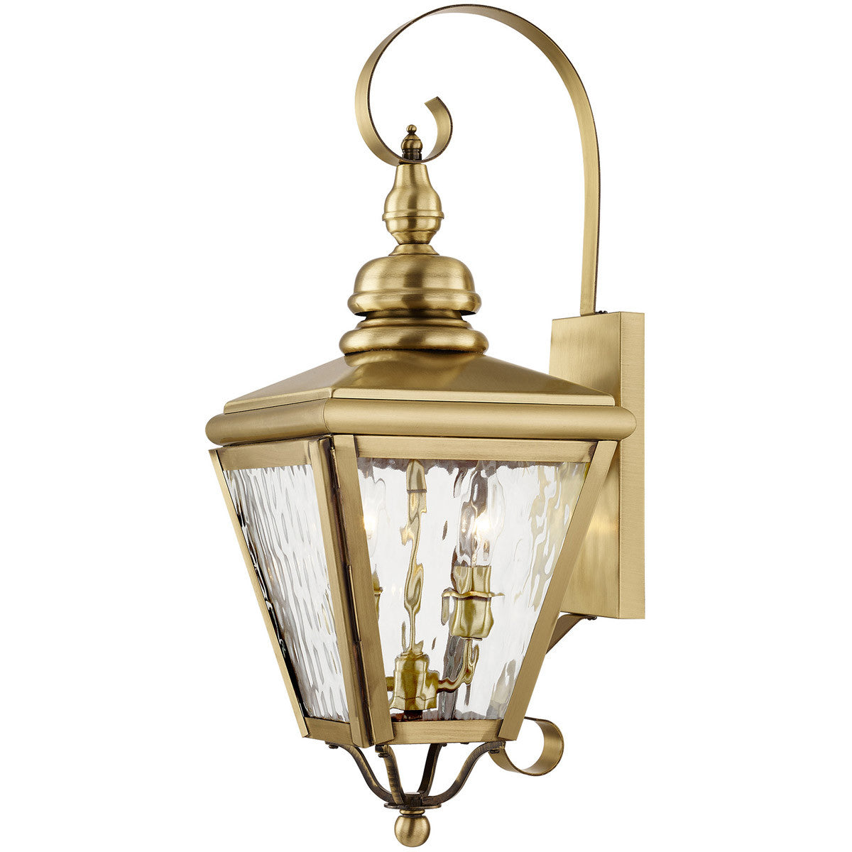 Livex Lighting Cambridge Collection 2 Light AB Outdoor Wall Lantern in Antique Brass 2031-01