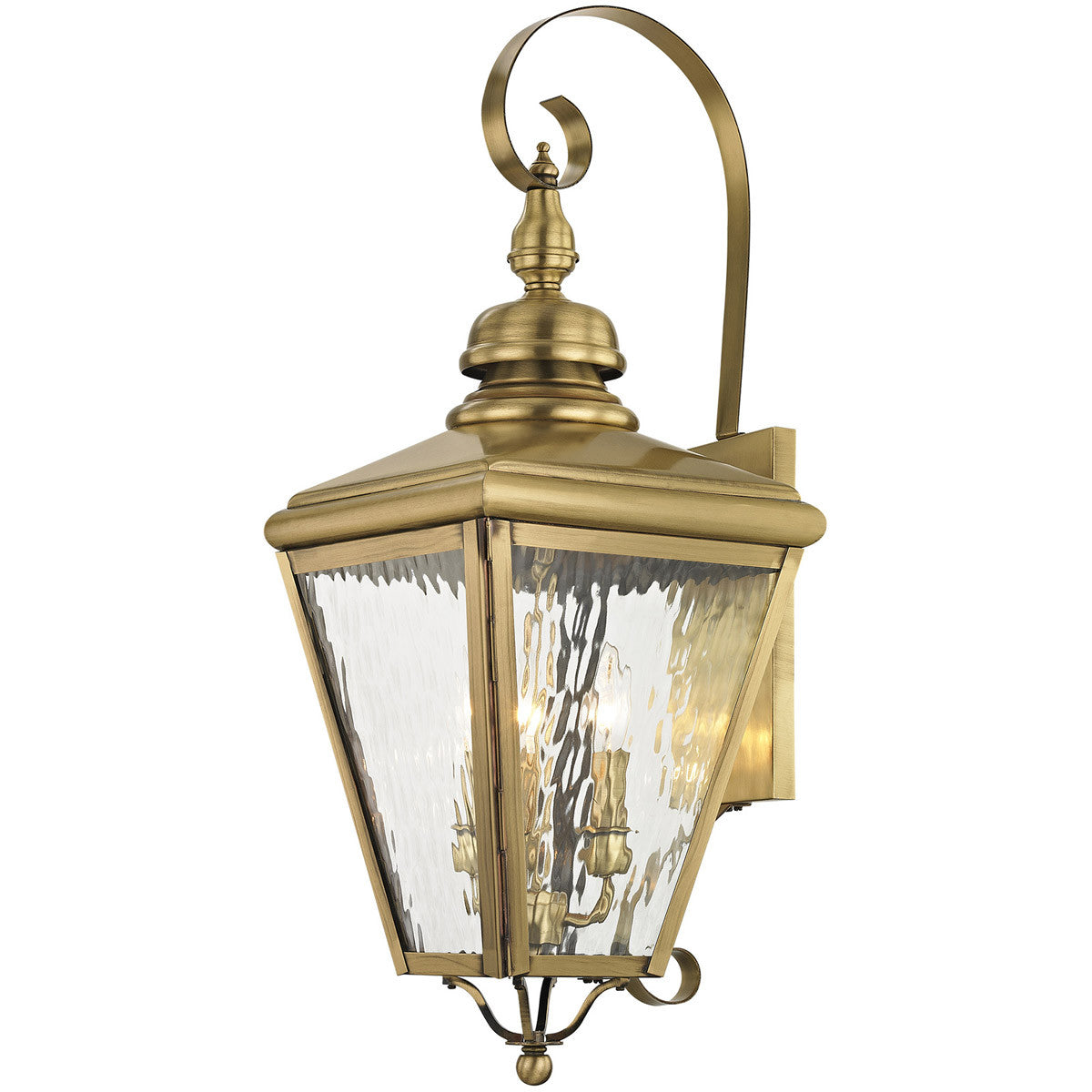 Livex Lighting Cambridge Collection 3 Light AB Outdoor Wall Lantern in Antique Brass 2033-01