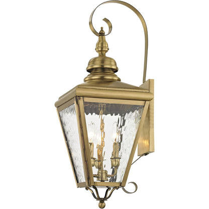 Livex Lighting Cambridge Collection 3 Light AB Outdoor Wall Lantern in Antique Brass 2033-01