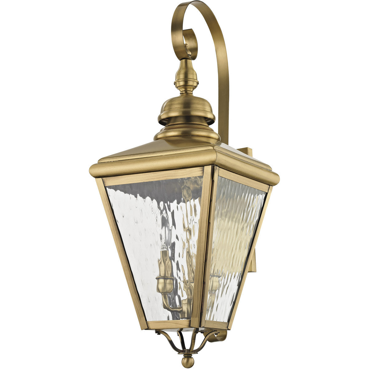 Livex Lighting Cambridge Collection 3 Light AB Outdoor Wall Lantern in Antique Brass 2033-01