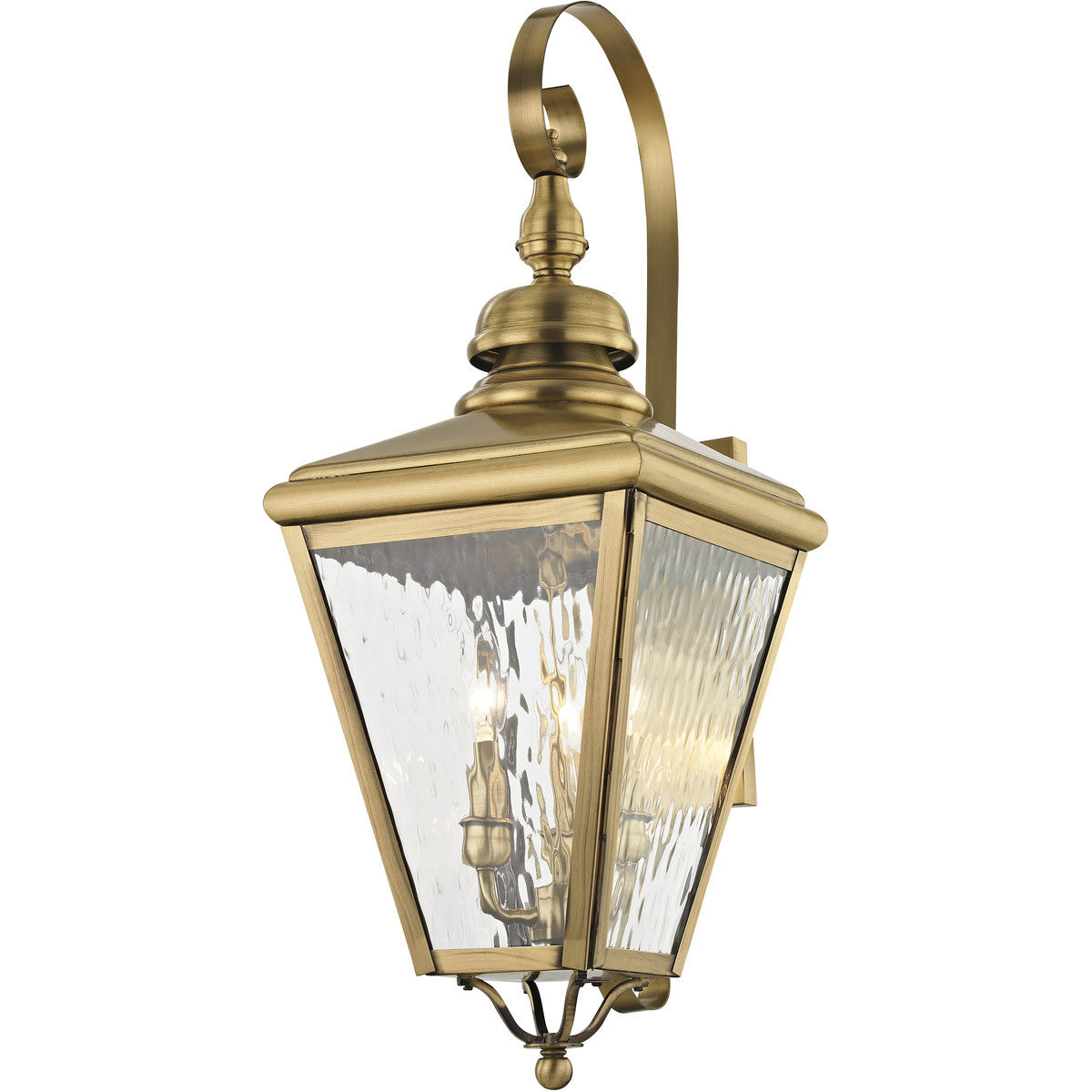 Livex Lighting Cambridge Collection 3 Light AB Outdoor Wall Lantern in Antique Brass 2033-01