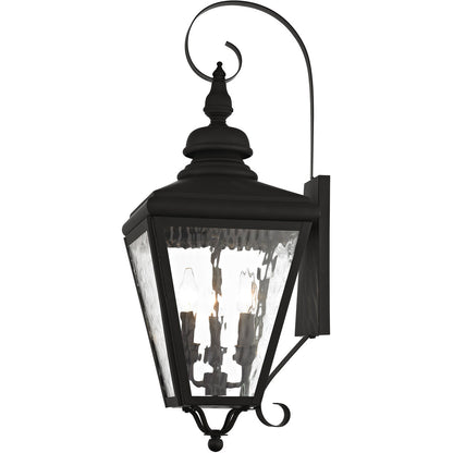 Livex Lighting Cambridge Collection 3 Light Black Outdoor Wall Lantern in Black 2033-04