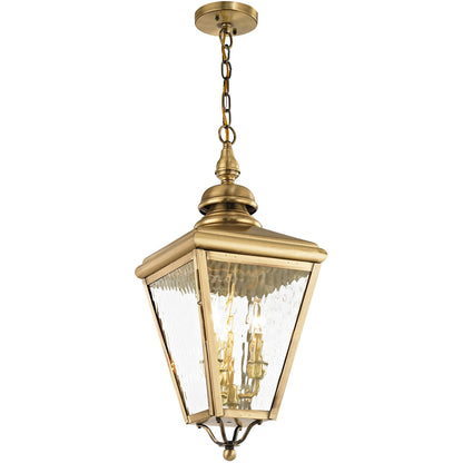 Livex Lighting Cambridge Collection 3 Light AB Outdoor Chain-Hang Lantern in Antique Brass 2035-01