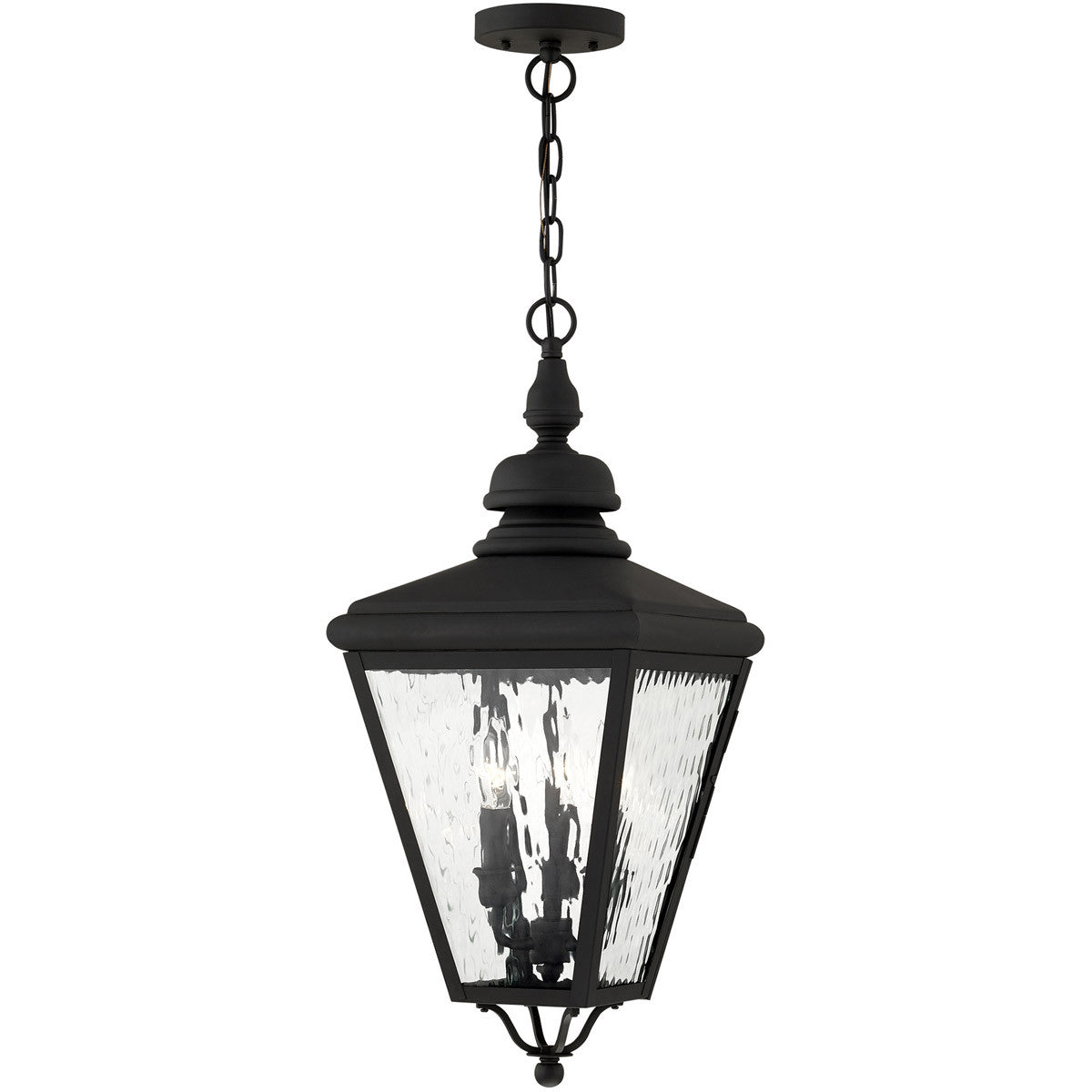 Livex Lighting Cambridge Collection 3 Light Black Outdoor Chain-Hang Lantern in Black 2035-04