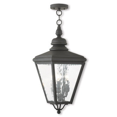 Livex Lighting Cambridge Collection 3 Light Black Outdoor Chain-Hang Lantern in Black 2035-04