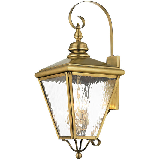 Livex Lighting Cambridge Collection 4 Light AB Outdoor Wall Lantern in Antique Brass 2036-01