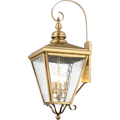 Livex Lighting Cambridge Collection 4 Light AB Outdoor Wall Lantern in Antique Brass 2036-01