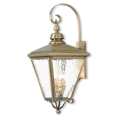 Livex Lighting Cambridge Collection 4 Light AB Outdoor Wall Lantern in Antique Brass 2036-01