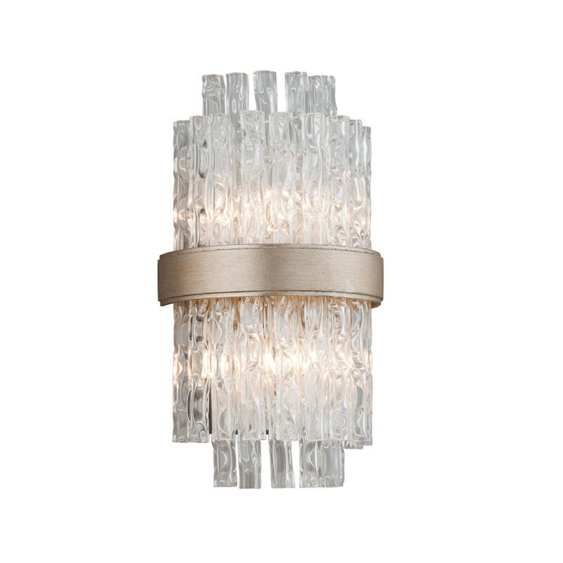 Corbett Lighting Chime Wall Sconce in Silver Leaf Polished Stainless 204-12