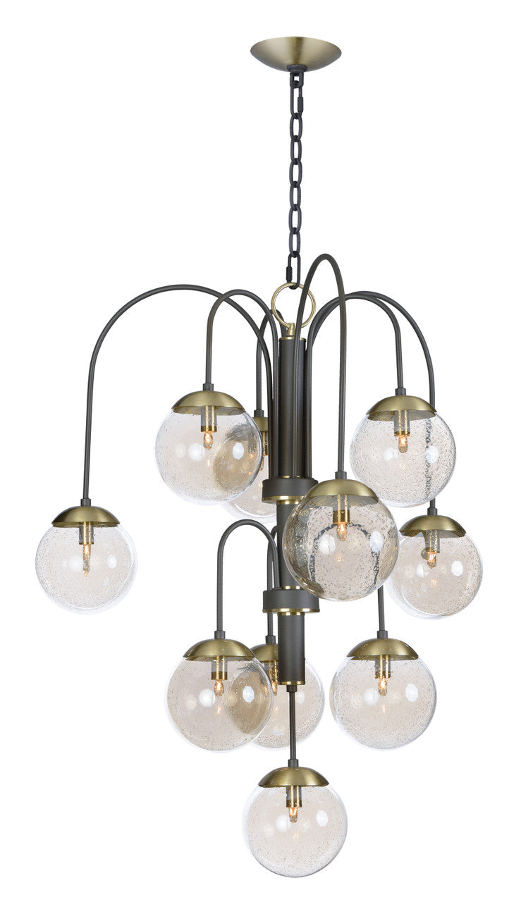 Maxim Reverb 10-Light Pendant w/LED Bulbs in Textured Bronze / Satin Brass 20469TBGTBZSBR/BUL