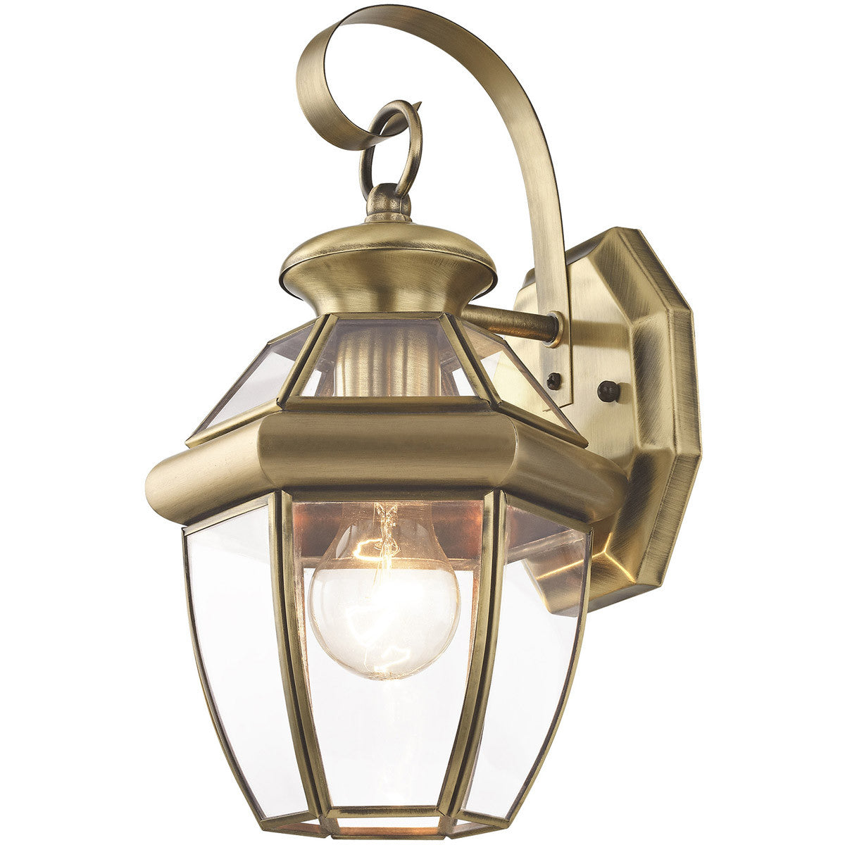 Livex Lighting Monterey Collection 1 Light AB Outdoor Wall Lantern in Antique Brass 2051-01