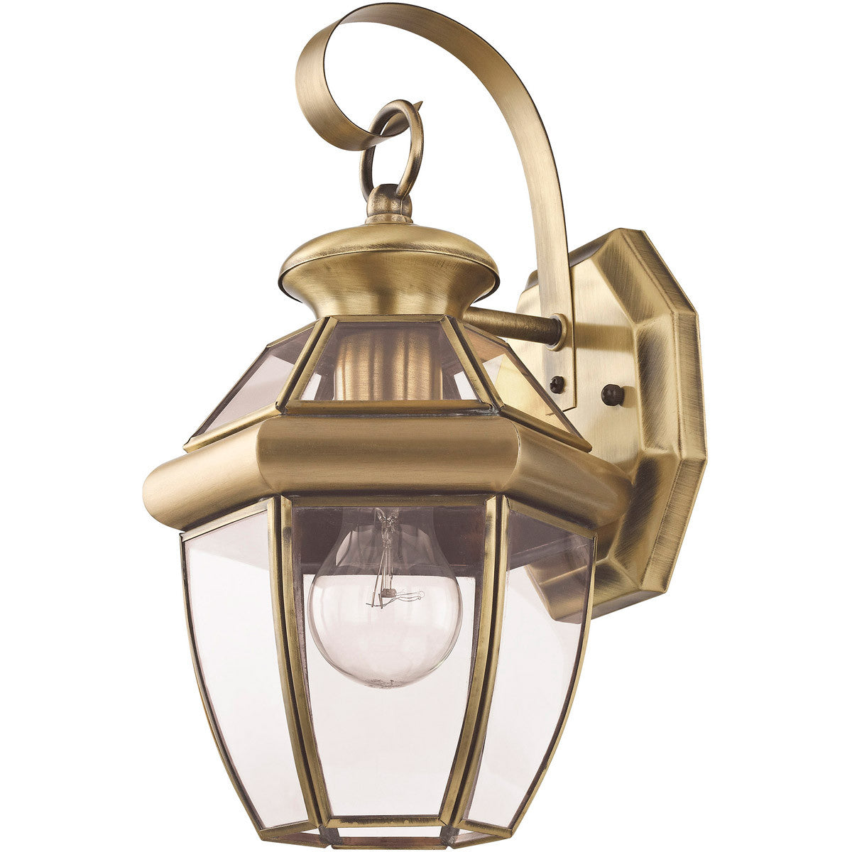 Livex Lighting Monterey Collection 1 Light AB Outdoor Wall Lantern in Antique Brass 2051-01