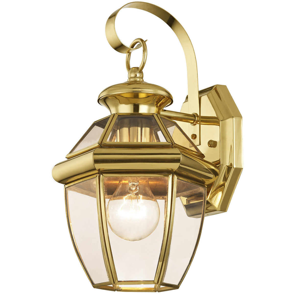 Livex Lighting Monterey Collection 1 Light PB Outdoor Wall Lantern in Polished Brass 2051-02