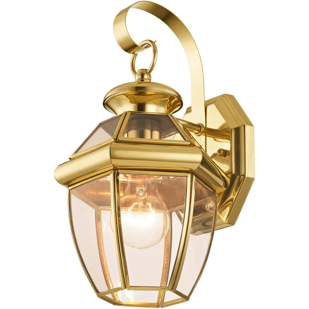 Livex Lighting Monterey Collection 1 Light PB Outdoor Wall Lantern in Polished Brass 2051-02