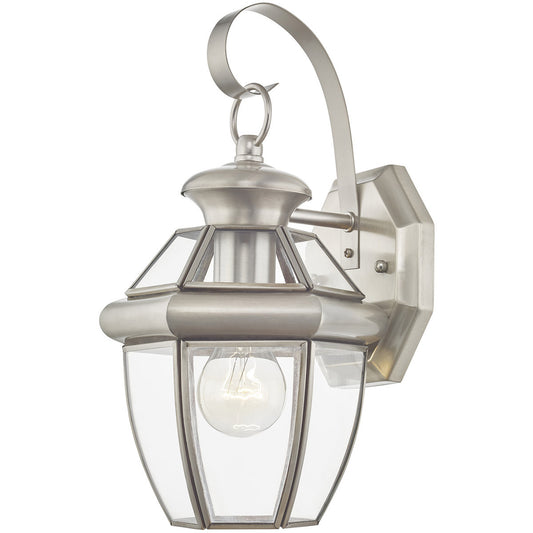 Livex Lighting Monterey Collection 1 Light BN Outdoor Wall Lantern in Brushed Nickel 2051-91