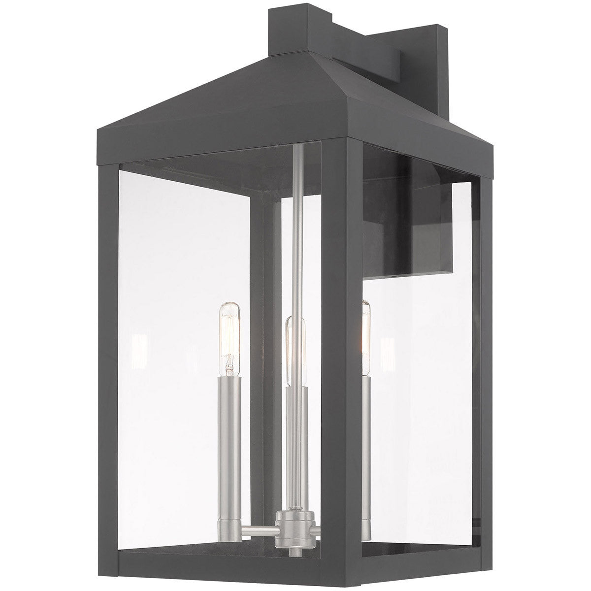 Livex Lighting Nyack Collection 3 Lt Scandinavian Gray Outdoor Wall Lantern in Scandinavian Gray 20585-76