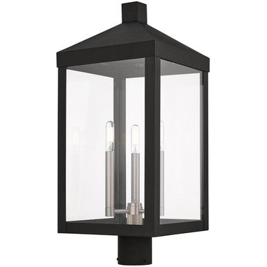 Livex Lighting Nyack Collection 3 Lt BK Outdoor Post Top Lantern in Black 20586-04