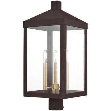 Livex Lighting Nyack Collection 3 Lt BZ Outdoor Post Top Lantern in Bronze 20586-07