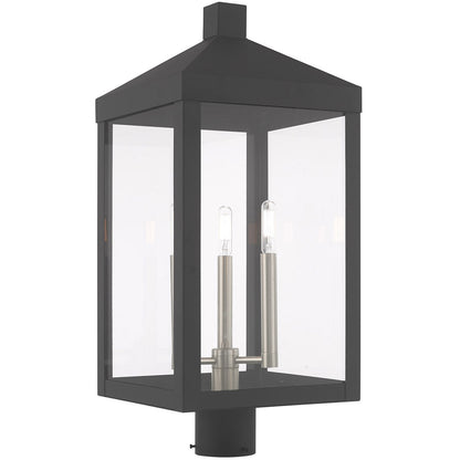 Livex Lighting Nyack Collection 3 Lt Scandinavian Gray Outdoor Post Top Lantern in Scandinavian Gray 20586-76