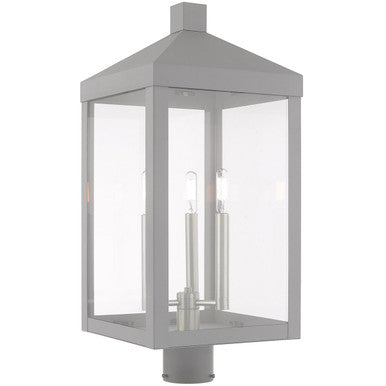 Livex Lighting Nyack Collection 3 Lt Nordic Gray Outdoor Post Top Lantern in Nordic Gray 20586-80