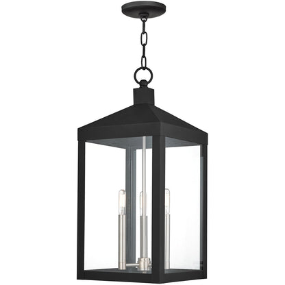 Livex Lighting Nyack Collection 3 Lt BK Outdoor Pendant Lantern in Black 20587-04