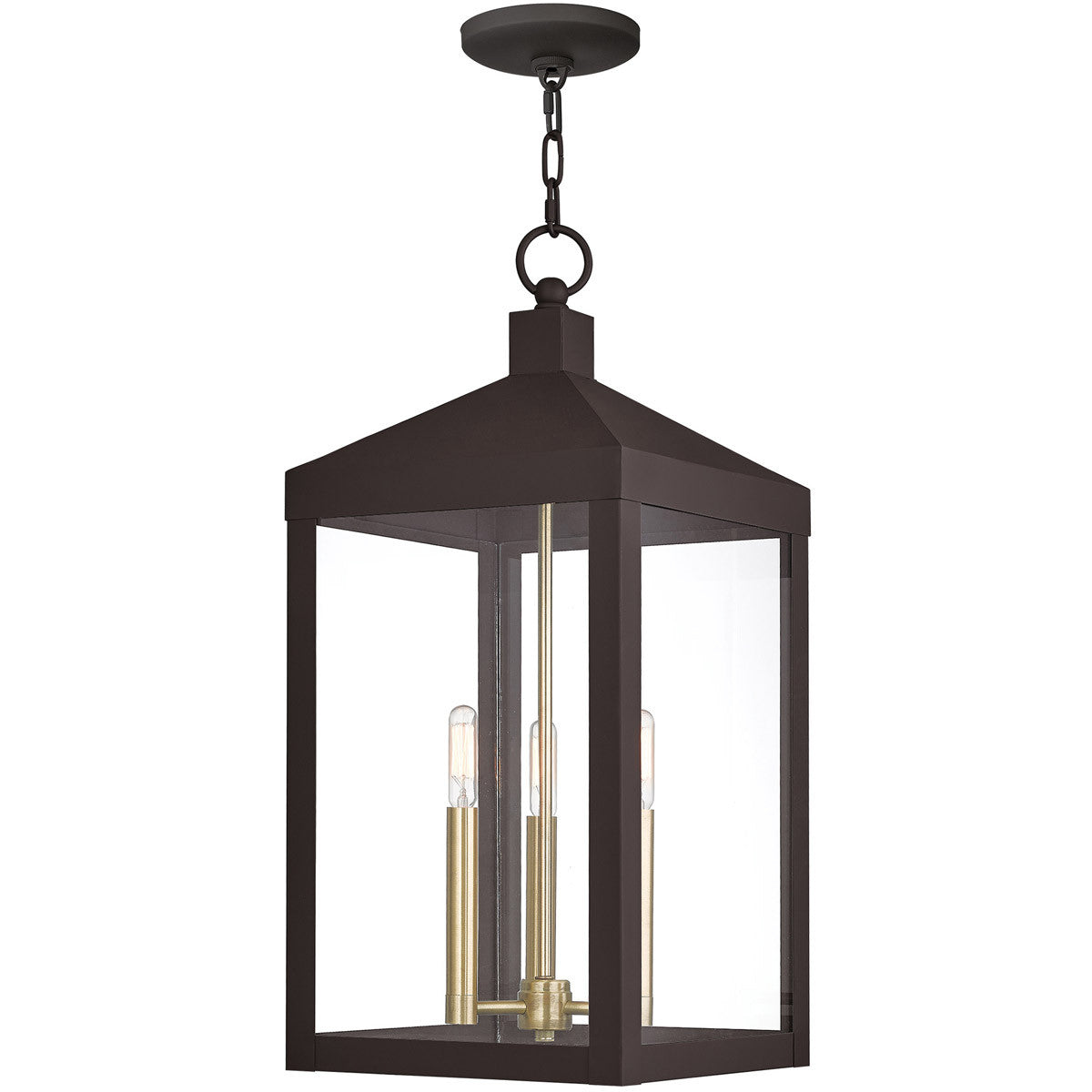 Livex Lighting Nyack Collection 3 Lt BZ Outdoor Pendant Lantern in Bronze 20587-07