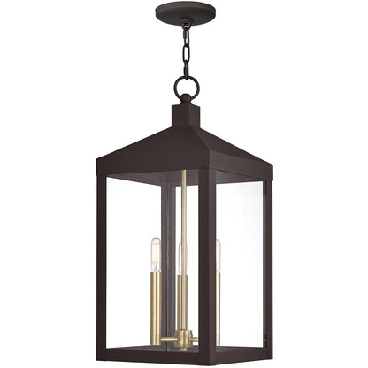 Livex Lighting Nyack Collection 3 Lt BZ Outdoor Pendant Lantern in Bronze 20587-07