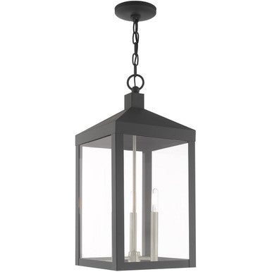 Livex Lighting Nyack Collection 3 Lt Scandinavian Gray Outdoor Pendant Lantern in Scandinavian Gray 20587-76