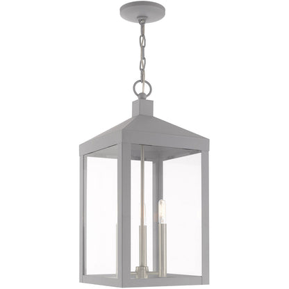 Livex Lighting Nyack Collection 3 Lt Nordic Gray Outdoor Pendant Lantern in Nordic Gray 20587-80