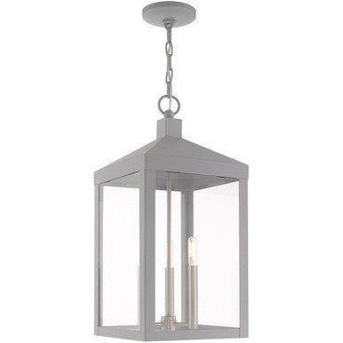 Livex Lighting Nyack Collection 3 Lt Nordic Gray Outdoor Pendant Lantern in Nordic Gray 20587-80