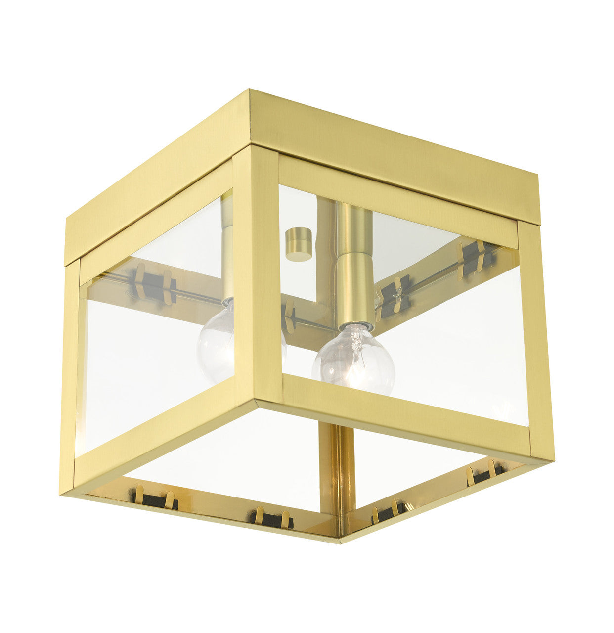 Livex Lighting Nyack Collection  2 Light Satin Brass Flush Mount in Satin Brass 20588-12