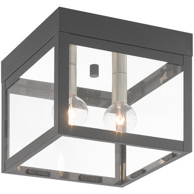 Livex Lighting Nyack Collection 2 Lt Scandinavian Gray Outdoor Ceiling Mount in Scandinavian Gray 20588-76