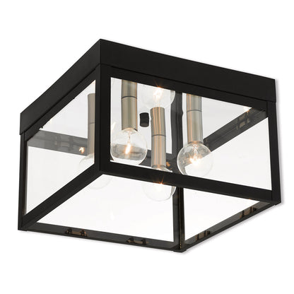 Livex Lighting Nyack Collection 4 Lt BK Outdoor Ceiling Mount in Black 20589-04