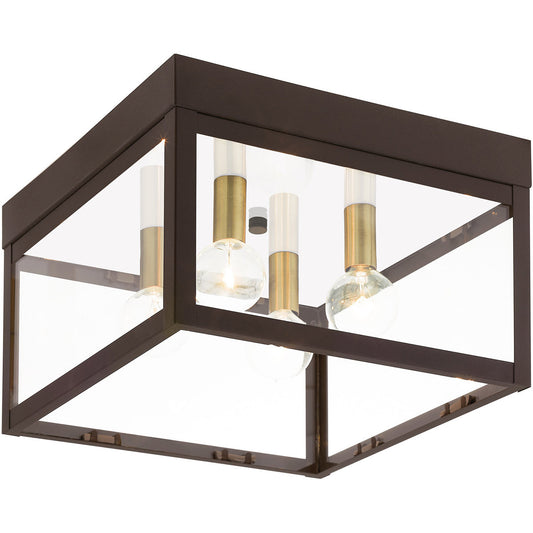 Livex Lighting Nyack Collection 4 Lt BZ Outdoor Ceiling Mount in Bronze 20589-07