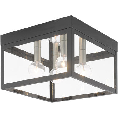 Livex Lighting Nyack Collection 4 Lt Scandinavian Gray Outdoor Ceiling Mount in Scandinavian Gray 20589-76