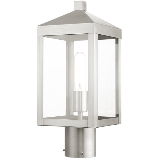 Livex Lighting Nyack Collection 1 Lt Brushed Nickel Outdoor Post Top Lantern in Brushed Nickel 20590-91