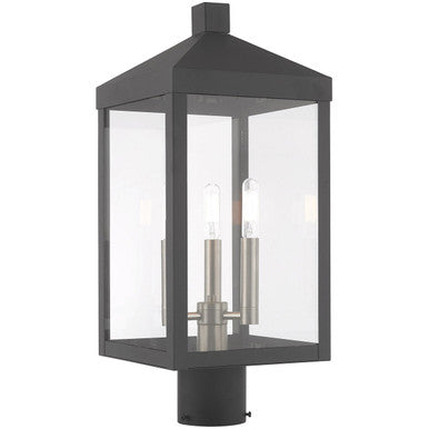 Livex Lighting Nyack Collection 3 Lt Scandinavian Gray Outdoor Post Top Lantern in Scandinavian Gray 20592-76