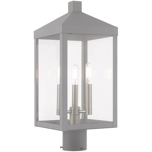 Livex Lighting Nyack Collection 3 Lt Nordic Gray Outdoor Post Top Lantern in Nordic Gray 20592-80