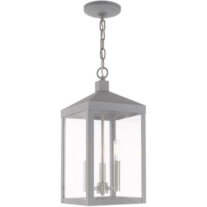 Livex Lighting Nyack Collection 3 Lt Nordic Gray Outdoor Pendant Lantern in Nordic Gray 20593-80