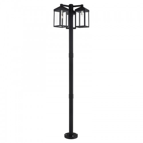 Livex Lighting Nyack Multi Head Black Outdoor Post Light with Brushed Nickel Accents and Clear Glass 20597-04