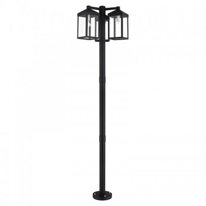 Livex Lighting Nyack Multi Head Black Outdoor Post Light with Brushed Nickel Accents and Clear Glass 20597-04