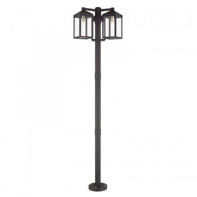 Livex Lighting Nyack Multi Head Bronze Outdoor Post Light with Antique Brass Accents and Clear Glass 20597-07