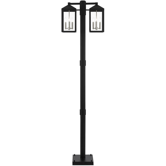 Livex Lighting Nyack Collection 6 Lt Black Outdoor Post Light in Black with Brushed Nickel Cluster 20599-04