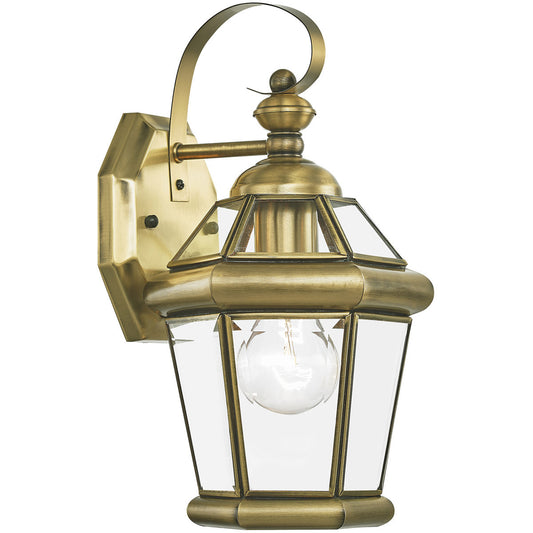 Livex Lighting Georgetown Collection 1 Light AB Outdoor Wall Lantern in Antique Brass 2061-01