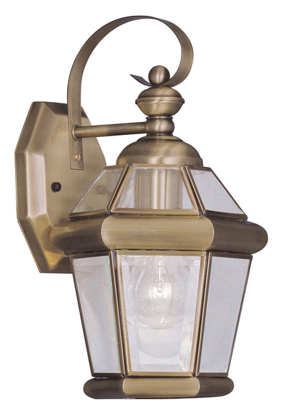 Livex Lighting Georgetown Collection 1 Light AB Outdoor Wall Lantern in Antique Brass 2061-01